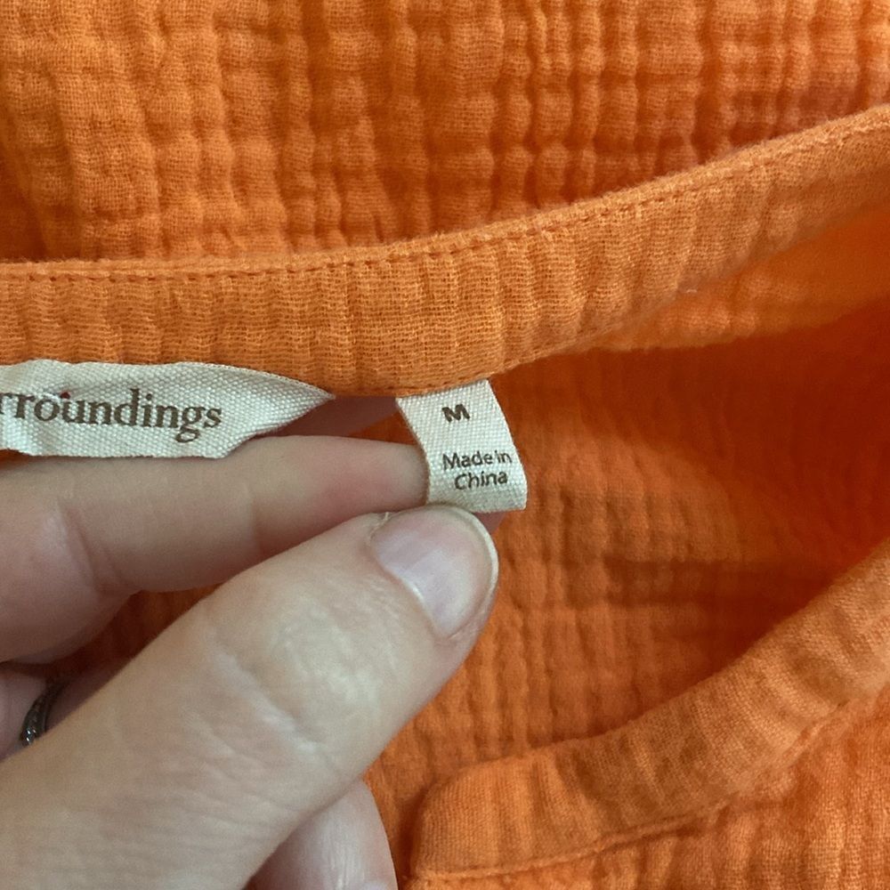 Soft Surroundings Orange Muslin Tunic 3/4 Sleeve V-Neck Blouse Size Medium - Picture 8 of 9